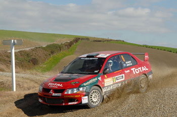 Geof Argyle in action in the Rally of Otago.