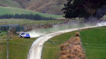 Emma Gilmour spins her Subaru on special stage eight.